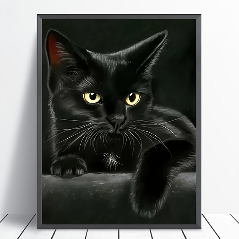 

1pc Diy Black Cat Animal Pattern Artificial Diamond Painting Set, Mosaic Decorative Craft Wall Art, Home Decor, 30cmx40cm Frameless 5d Diamond Painting Kits For Adults Beginners