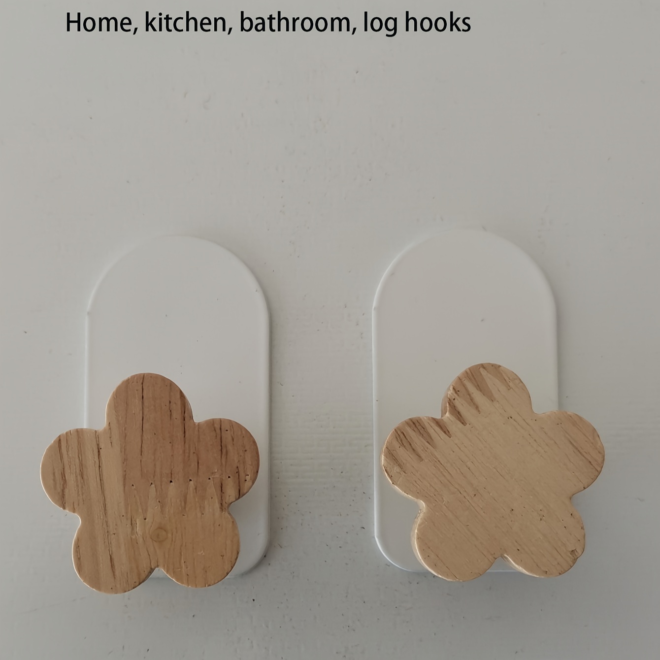 2pcs Easy-install Wooden Hooks For - No-drill, Strong Adhesive Coat And Towel Hangers, Utility Hooks