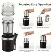coffee grinder spice grinder 300w powerful electric herb grinder 304 stainless steel 100g capacity detachable cup suitable for spices pollen herbs seeds beans and grains details 2
