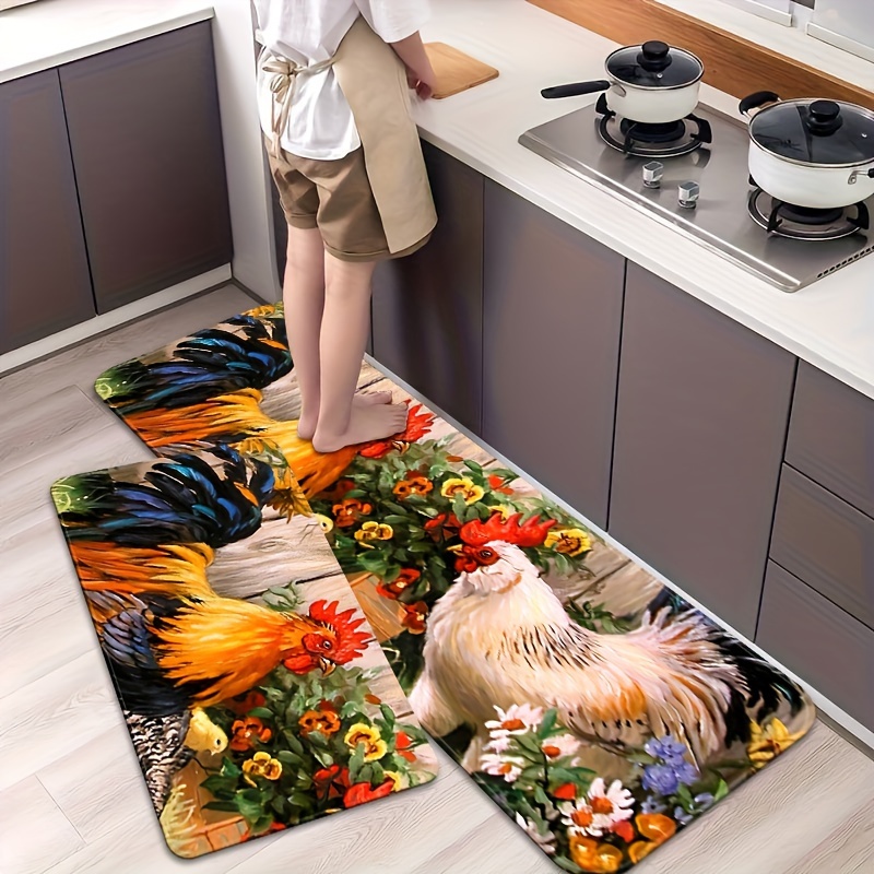 Alfombrilla antideslizante para cocina, Alfombra de girasol y gallo para  interiores y exteriores, dormitorio, baño, entrada