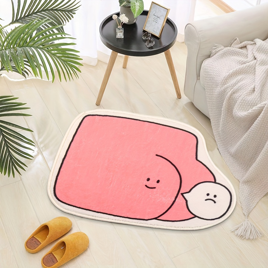 Cartoon Rainbow Carpet Bathroom Toilet Entry Door Foot Pad Simple  Semi-Circular Shaped Absorbent Imitation Cashmere