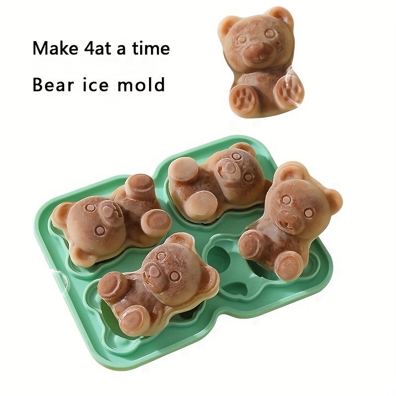 KuuGuu 4 PCS 3D Teddy Bear Ice Cube Mold,Silicone Bear Epoxy Soap Mould  Phone Holder Silicone Mold for DIY Crafts Accessories