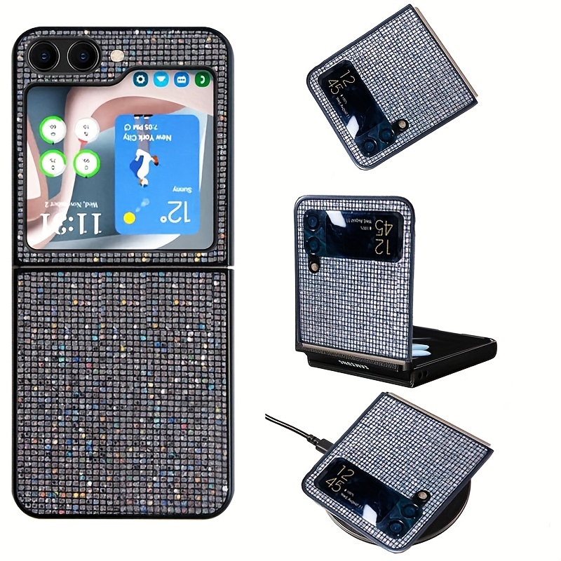 Funda Cuero Teléfono Galaxy Z Flip 4 Bling - Temu