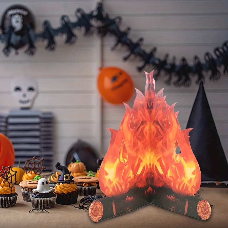 Fausse flamme 3D en carton pour cheminée, Halloween, Nouvel An, Noël,  Pâques, maison, cheminée, décoration d'intérieur