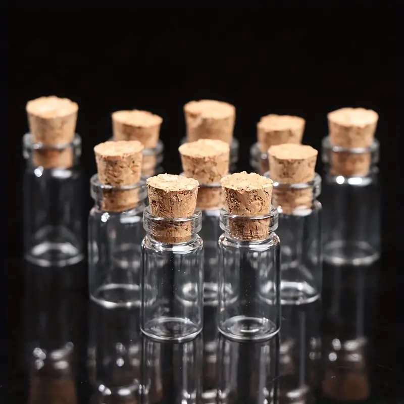 10 Uds. Botellas De Vidrio Pequeñas Con Frascos De Viales Pequeños De  Corcho 11x2 2mm/0,43x0,82 Pulgadas Para Joyería De Boda