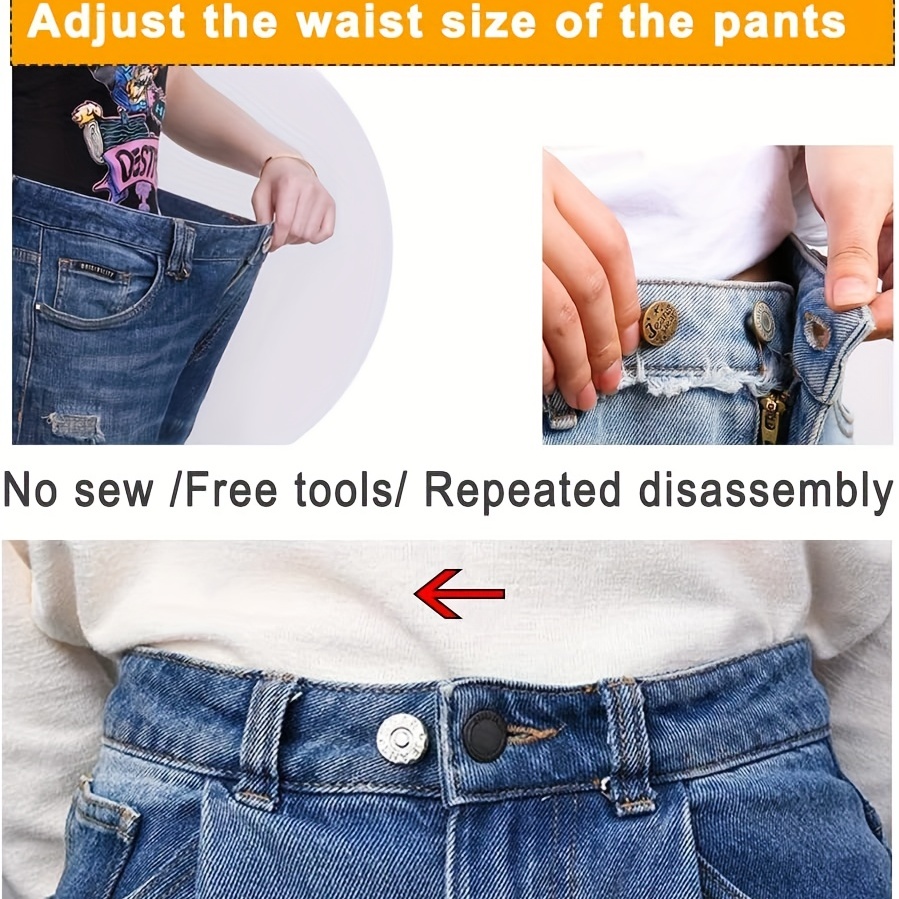 4 Pairs of Waist Button Jean Waist Tightener Stainless Steel Pants