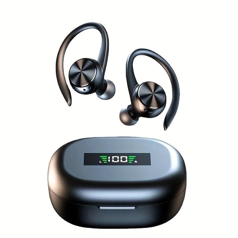 Auriculares abiertos compatibles con Bluetooth 5,1, cascos con ganchos para  la oreja, reducción de ruido, estéreo HiFi, para estudiar y montar