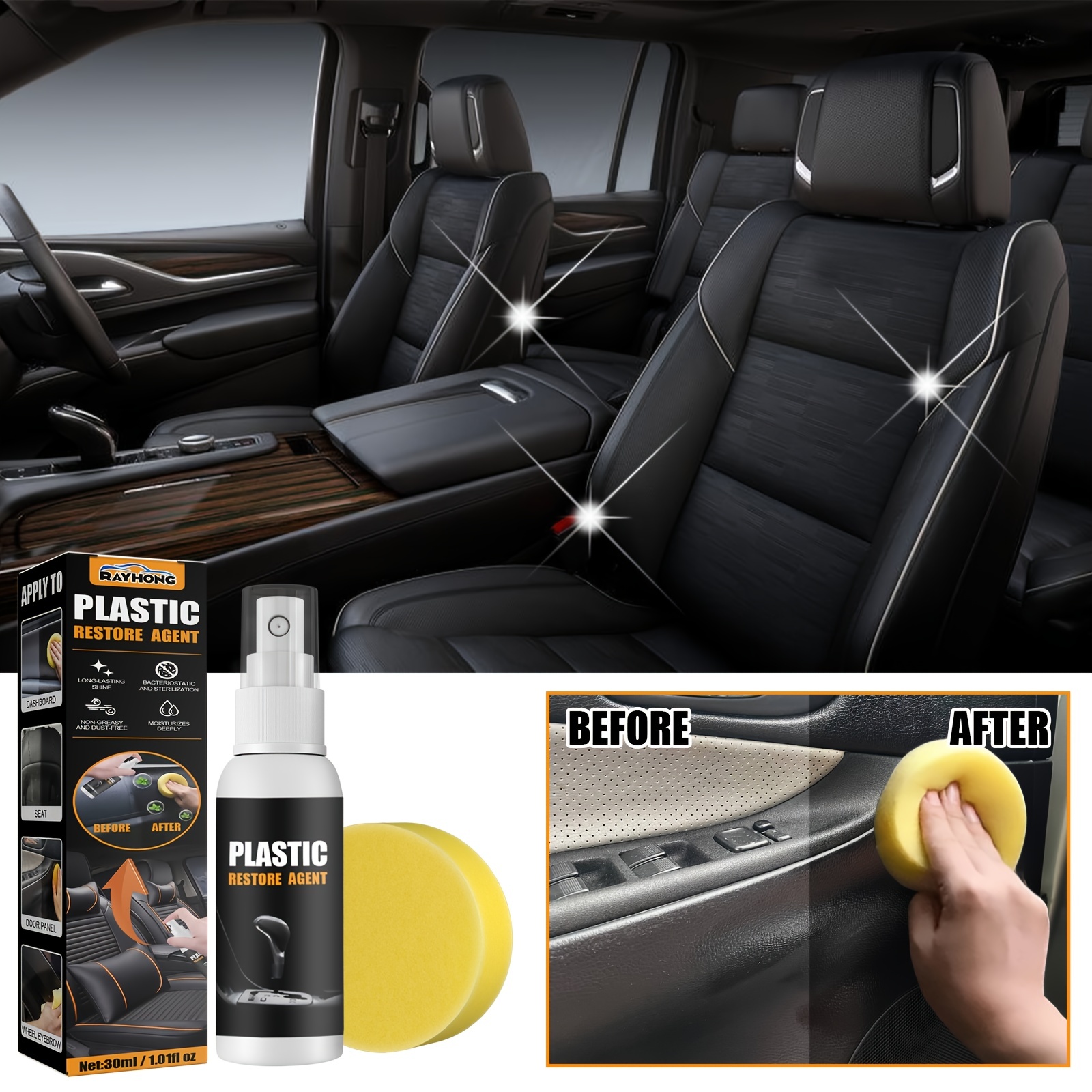 Rayhong Crystal Coating for car plastic parts Crystal Coating car products  set liquid Motorcycle cleaning kit set shine sponge Car Plastic renovation  restorer retreading agent scratch remover shine Car Interior Plastic cleaner