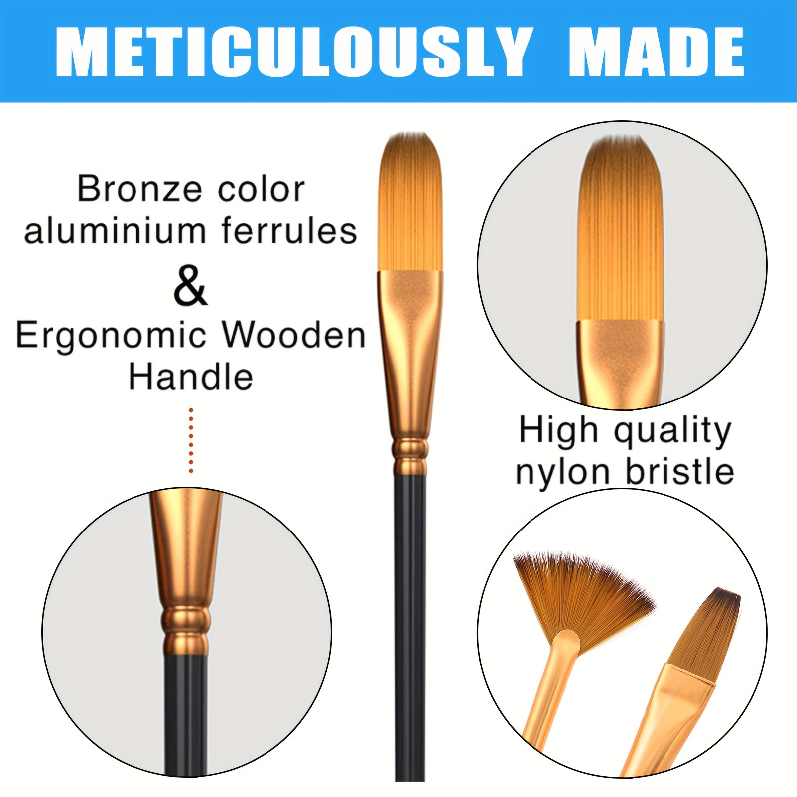 Paint Brushes For Oil Painting And Watercolor Professional - Temu