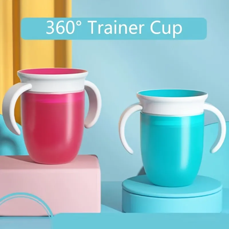 360 Trainer Cup,Anti-spill Baby Water Cup 6oz/180ml,Kids Learning Drinking  Cup,Silicone Water Bottle With Handle
