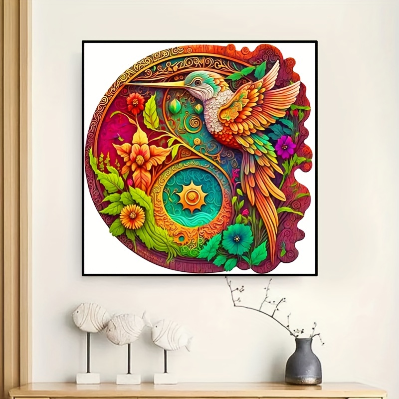 Large Size Without Frame Diy 5d Diamond Colorful Hummingbird - Temu