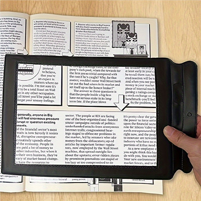 1pc Lupa portátil de página completa A4, marco negro, lente de aumento  ultradelgada, marcador de lupa para leer libros, revistas, periódicos,  impresio