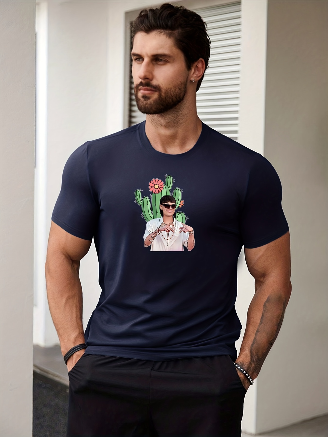 Men's Casual cactus Jack T-shirt, Trendy Round Neck Tee For Summer - Temu