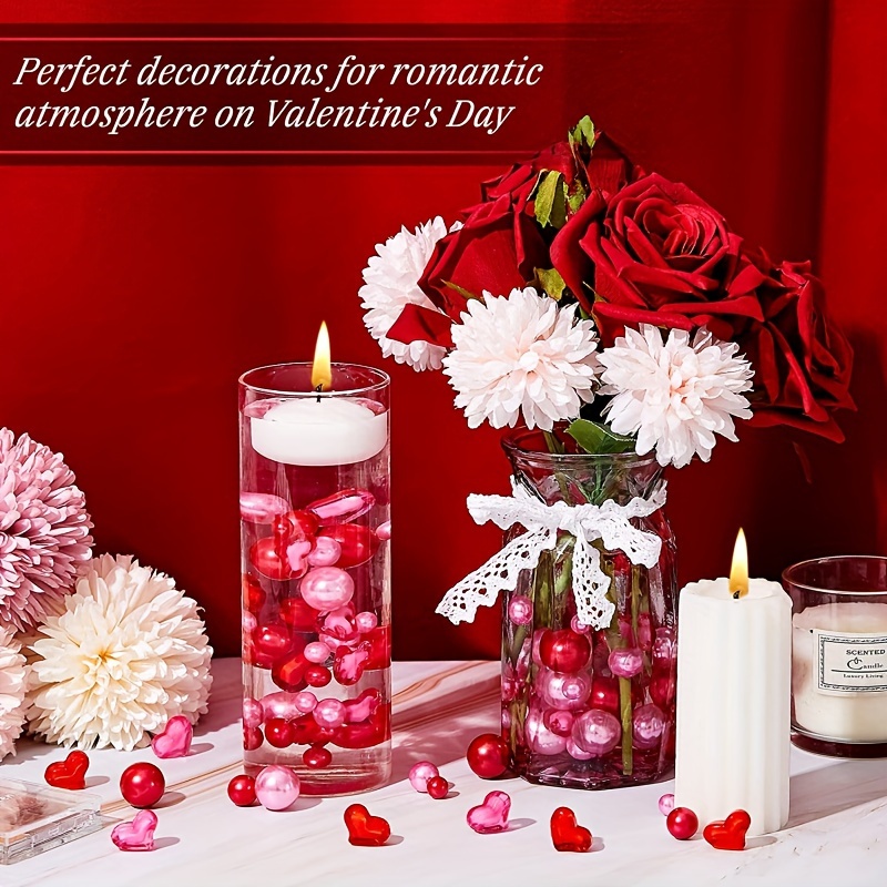Perles rouges et blanches pour décorations de vase et dispersion
