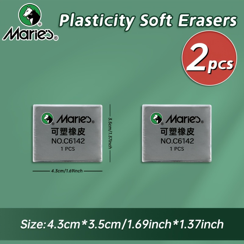 Image of Marie's Erasers Kneaded Rubber, Art Supplies For Blend, Highlight, Shade, Smooth, Sketching, Drawing For Adults, Artists And Students-2/4/6pcs, Grey