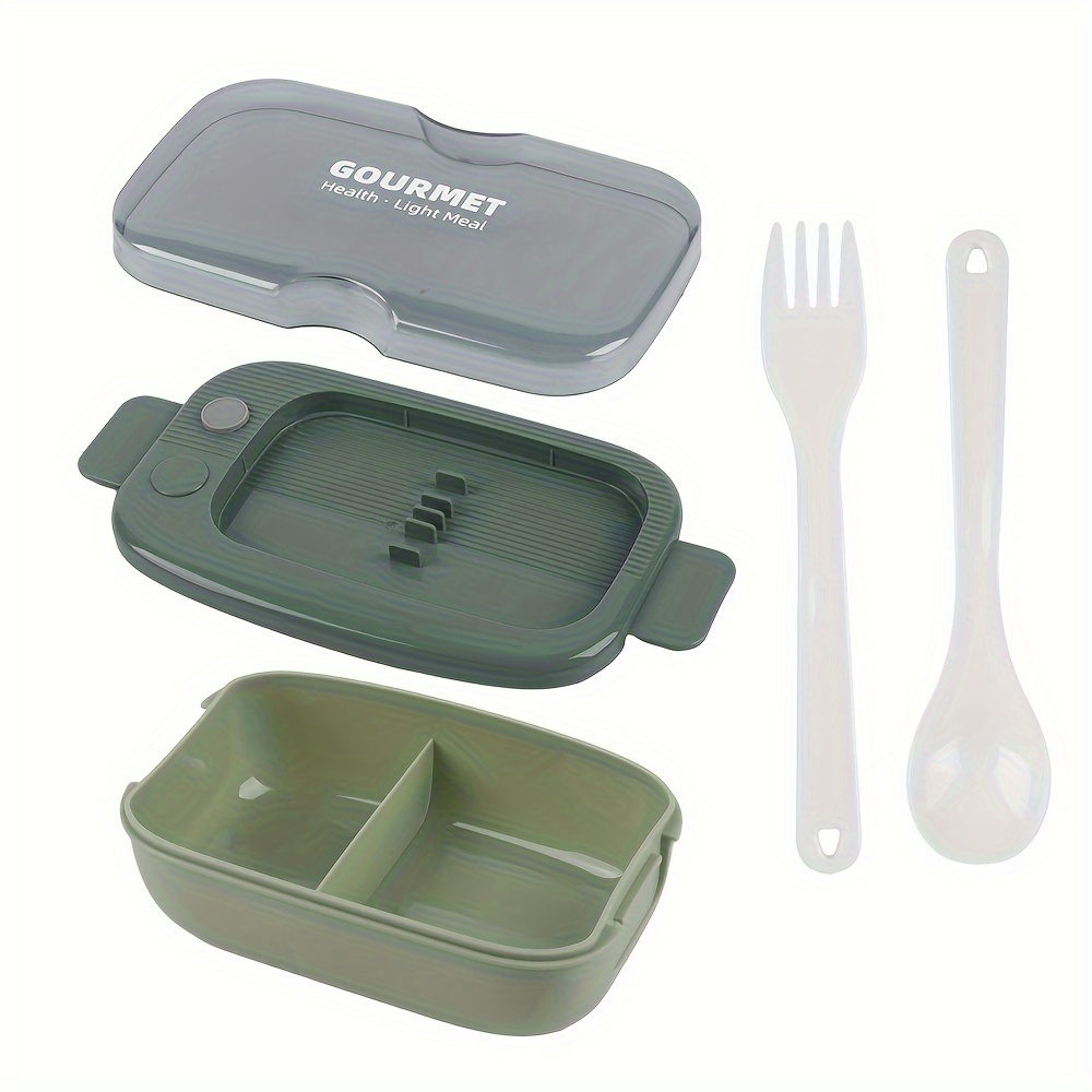 Lunch Box With Divider And Cutlery, Dust-proof Compartment