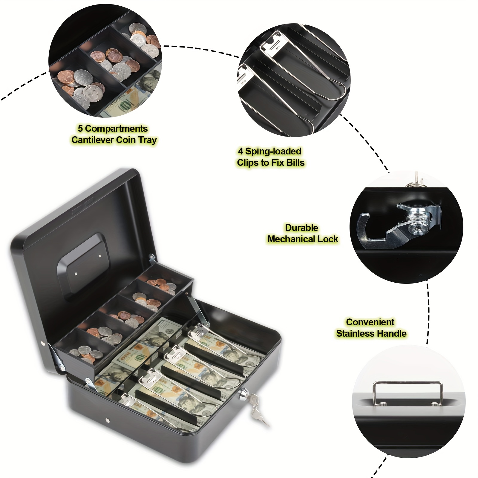 Caja De Dinero Combinación Guardar Monedas Clips De Billetes