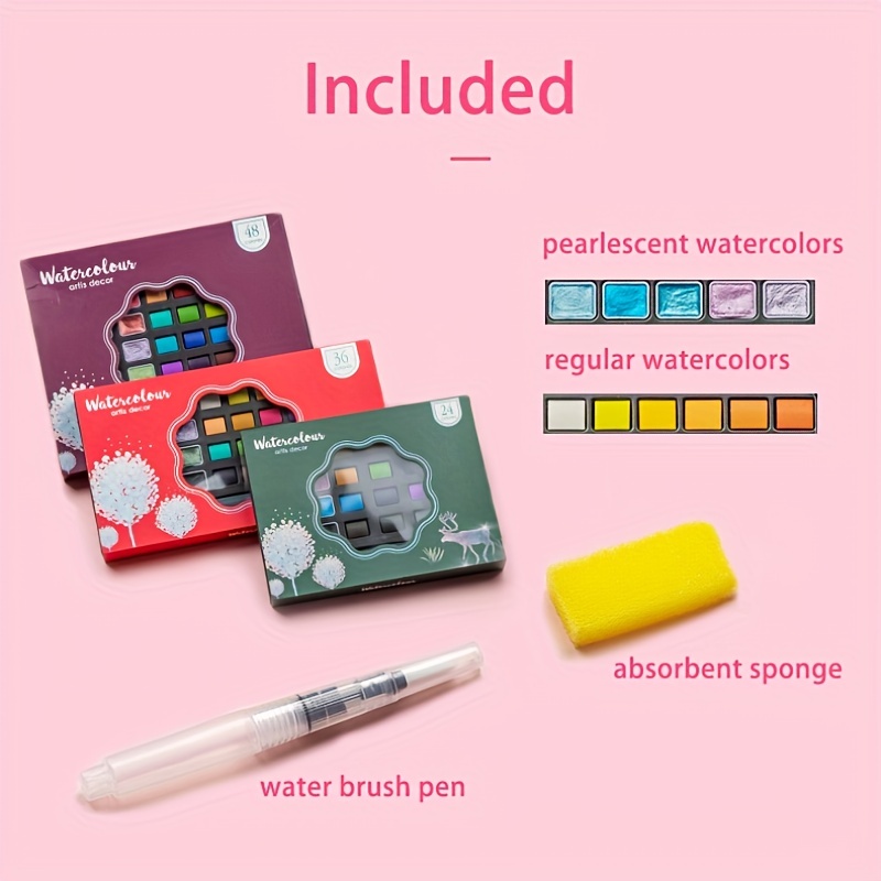 24 Watercolor Brush Pens with Water Brush