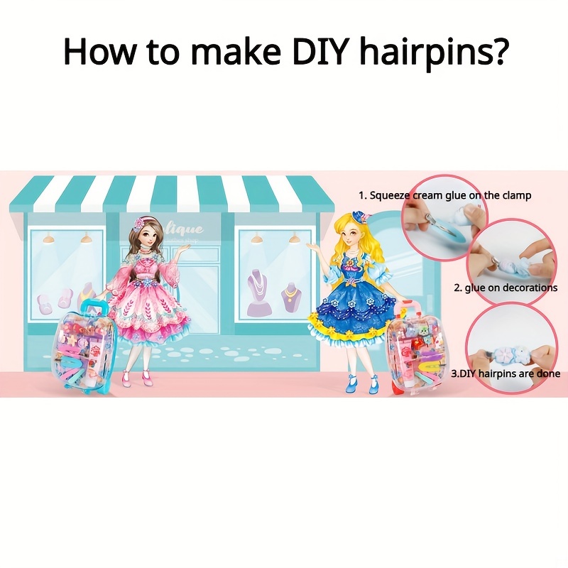 Girls Hair Gems Kit Kids Princess Makeup Toys Set Rhinestone Hair Machine  DIY Crystal Stickers Hair Decoration for Girl Toy Gift