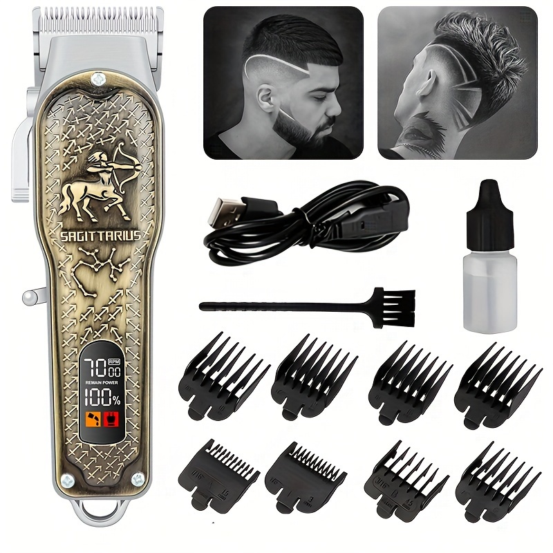 プロフェッショナルヘアクリッパー電気ヘアクリッパートリマーレトロ彫刻オイルヘッドヘアクリッパーLCDデジタルディスプレイ Temu Japan