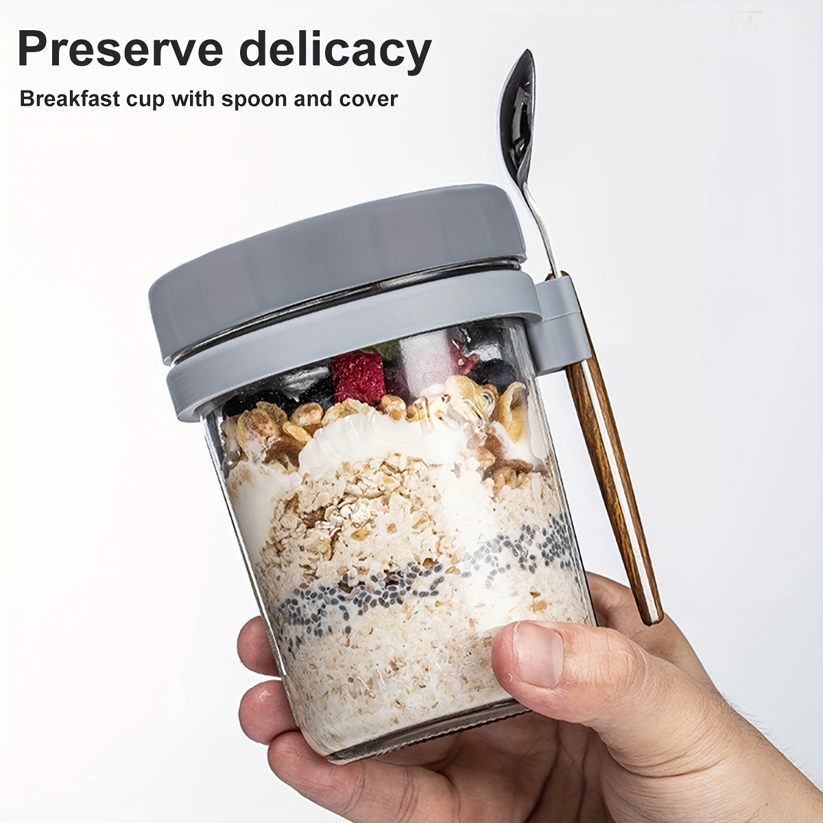 Reusable Overnight Oatmeal Container With Lids And Spoon - Perfect For Meal  Prep And Outdoor Picnics - Temu