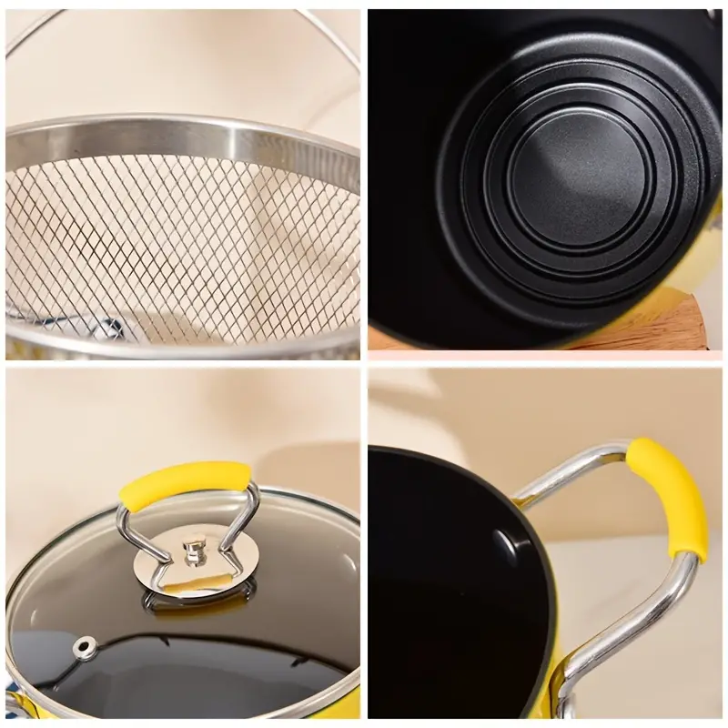 Home Frying Pan With Filter,,, Non-stick Mini Small Oil Frying Pot,  Multifunctional Cast Iron Deep Pan - Temu