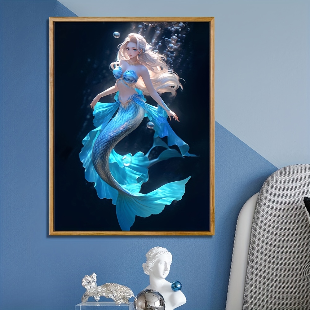Mermaid 5D Diamond Painting Kit Square Round Gems Handmade Home Wall Decor  Art