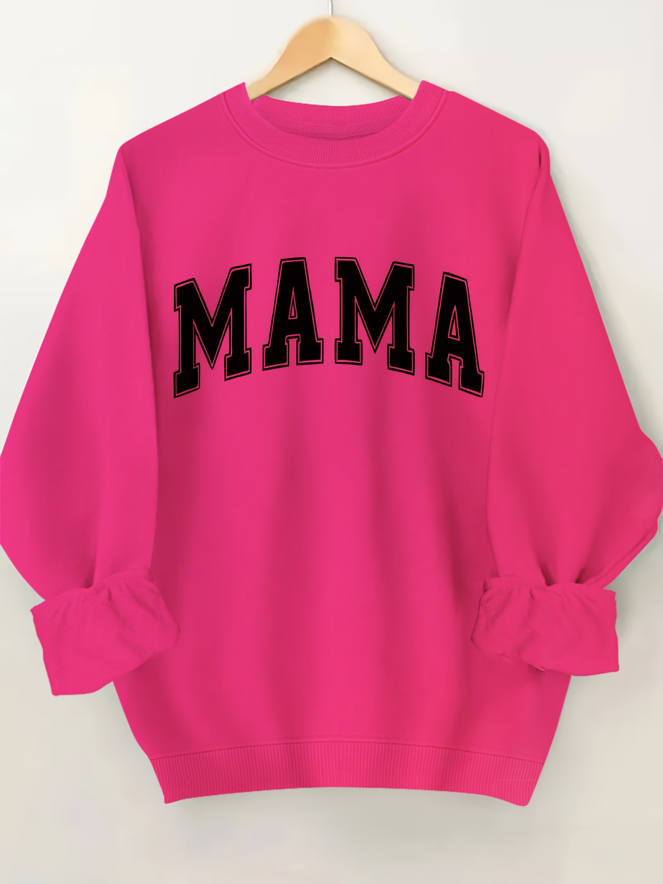 Plus Size Mama Print Sweatshirt Casual Long Sleeve Crew Neck Temu