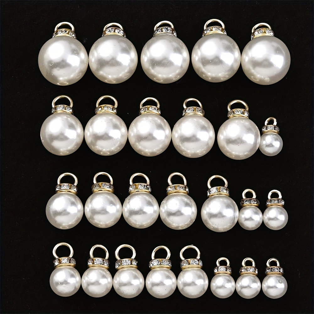 

10/20pcs White Artificial Pendants With Rhinestone Beads Silvery Golden Color Rings For Jewelry Making Acrylic Diy Bracelet Necklace Earrings Accessories 8-16mm