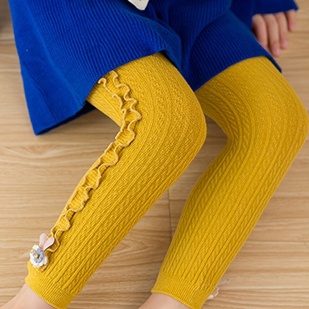 Medias amarillas para niña, pantalones para niños de primavera y otoño,  mallas elásticas con pies, pantimedias bonitas, Moda de Mujer