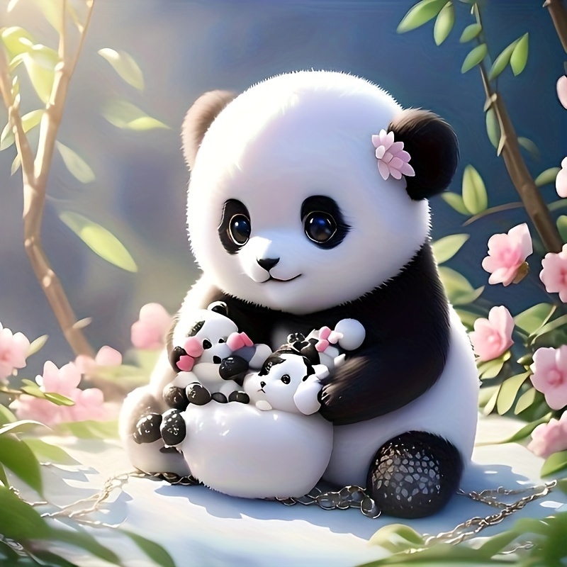 

Panda Full Round Diamond Painting Kit, 5d Art Embroidery Cross Stitch Painting Diamond Painting Art 1 Piece 20*20 Cm/7.87 Inches X 7.87 Inches, Diy Handmade Crafts Wall Decoration Without Frame