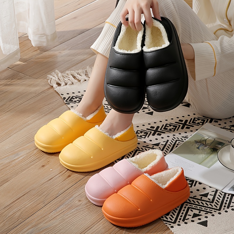 Waterproof plush lined discount slippers