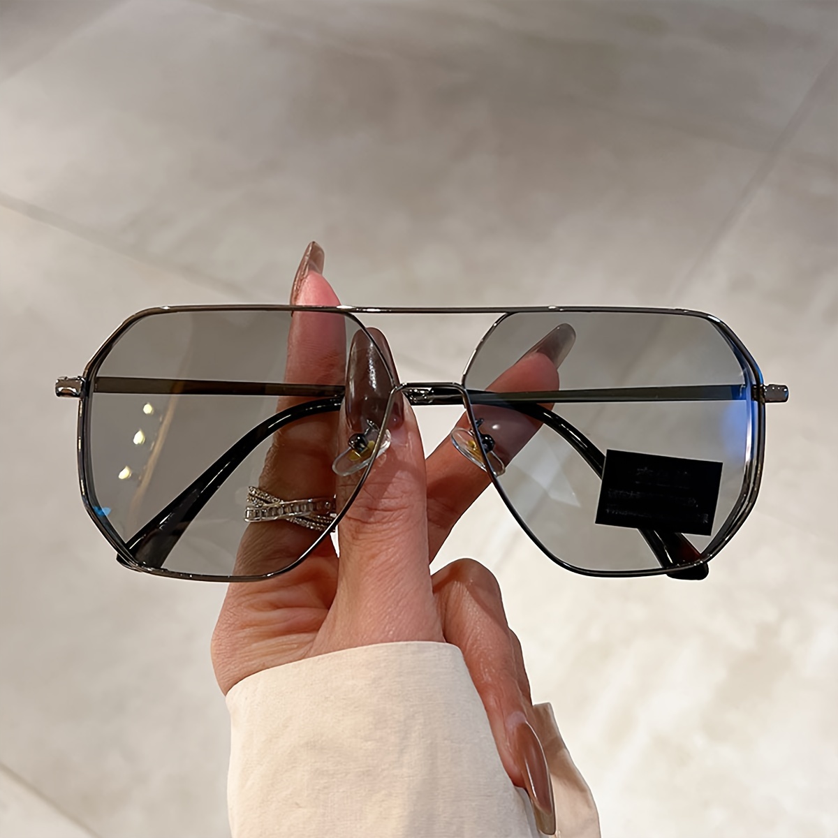 Photochromic Sunglasses Women Men Double Bridge - Temu