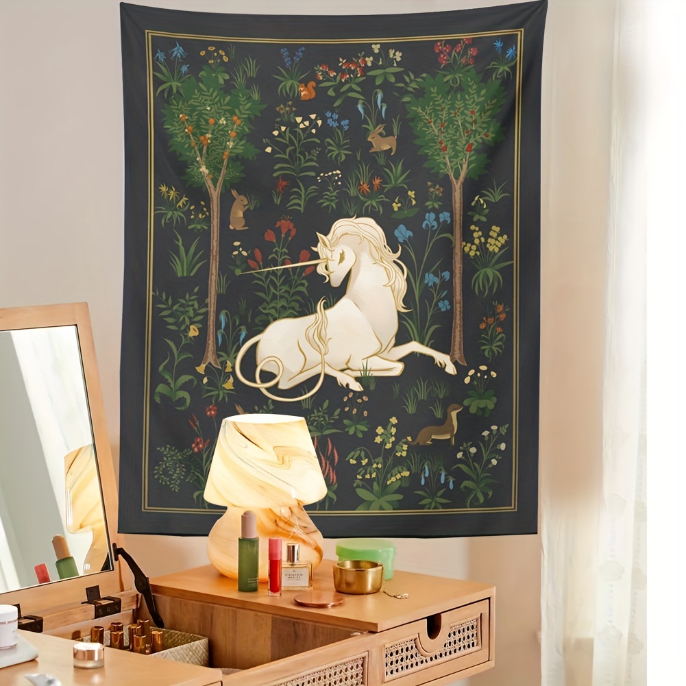 Unicorn Tapestry Wall Art Decor Vintage Forest Garden Home - Temu