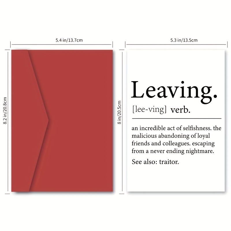  Humorous Traitor Definition Card for Leaving Coworkers, Funny  Leaving Card Gift for Men Women, Hilarious Farewell Gift for Colleagues :  Electronics