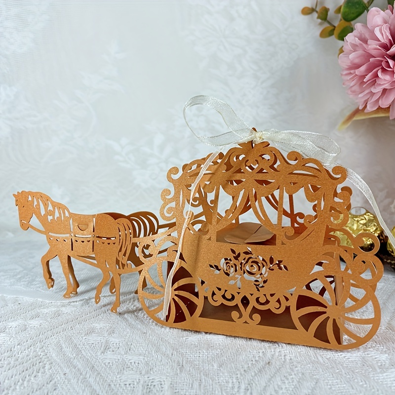 Small Kraft Candy Favor Gift Boxes with Copper Pendant Decoration