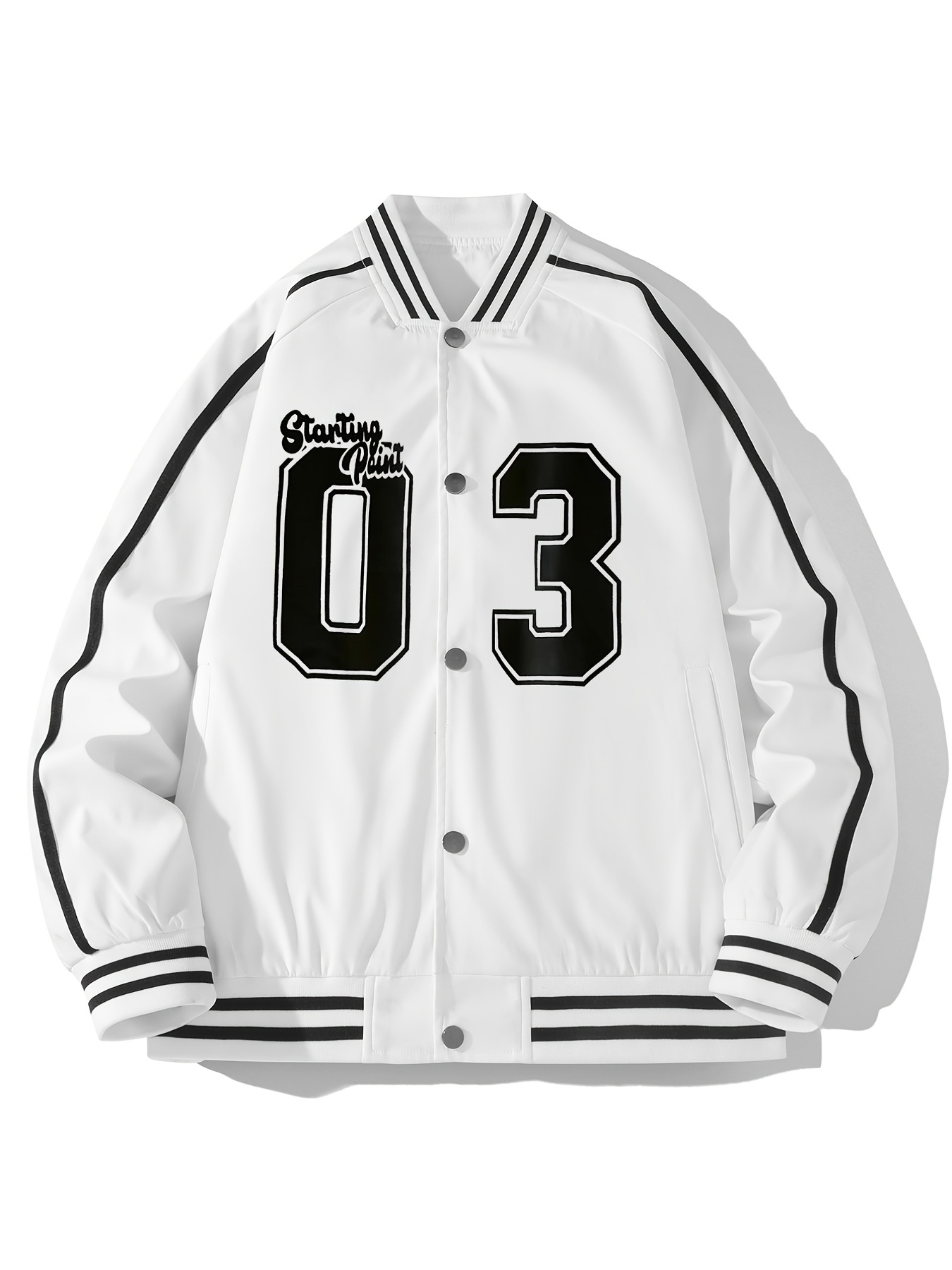 Men's Casual Baseball Jackets, A Print Snap Button Jackets With Multicolor  - Temu