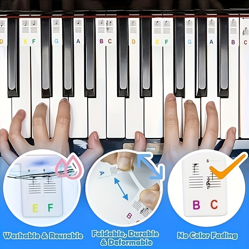 1 pièce Piano Clavier Électronique Autocollant Transparent Autocollant  Partition Musicale Simple 88 Touches 61 Touches Auto-apprentissage Grade  Examen Auto-apprentissage Personnel, Mode en ligne