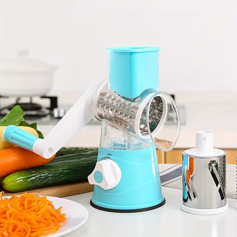 3-in-1 Stainless Steel Manual Drum Slicer, Rotary graters for Kitchen