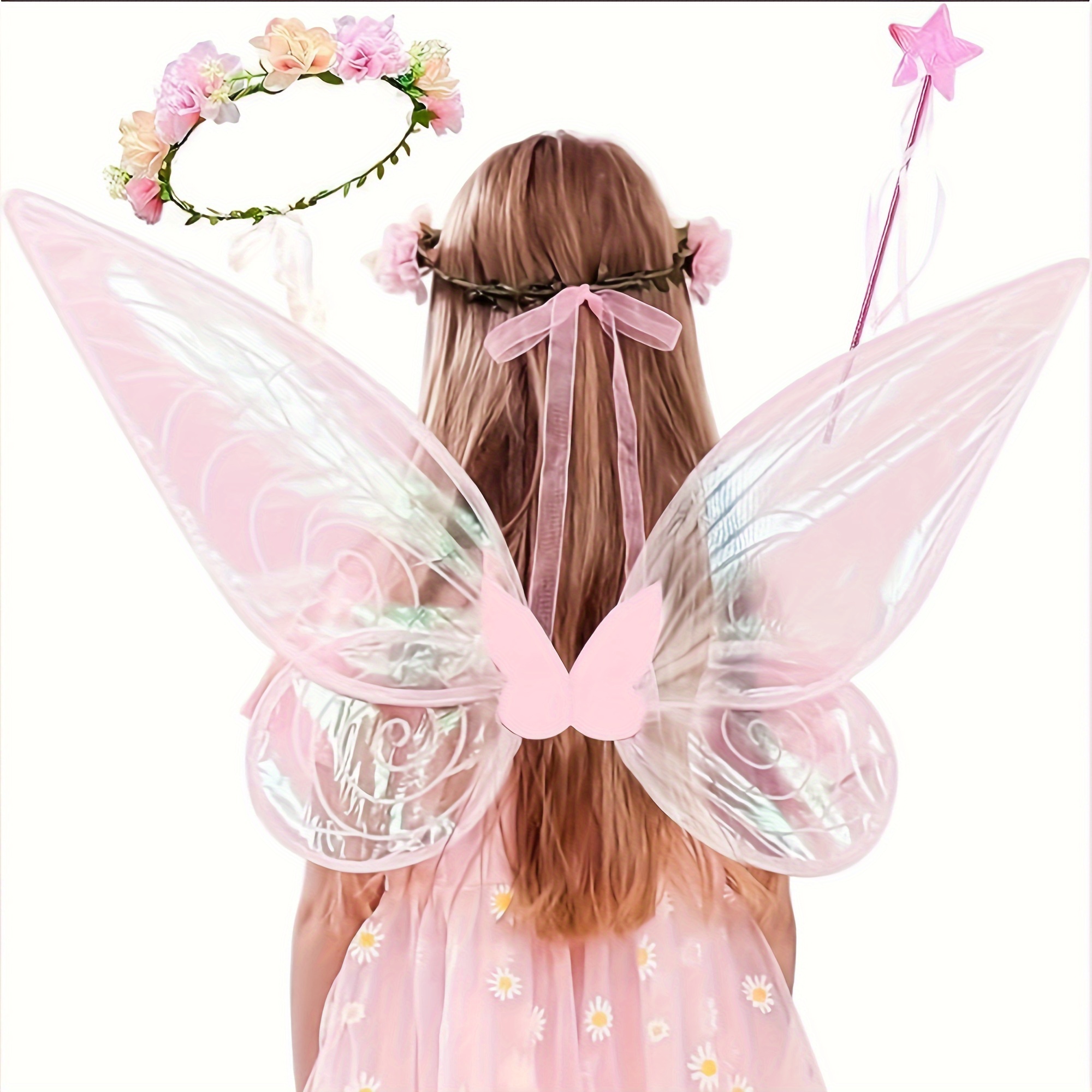 Alas de mariposa para niñas, disfraz de mariposa para fiesta de Halloween,  alas de hadas con máscara y diadema de antenas