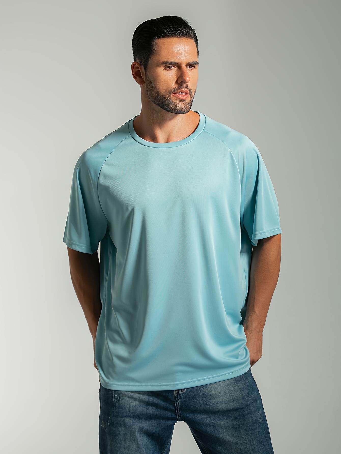 Plus Size Men's Solid T shirt Quick Dry Breathable Tees - Temu