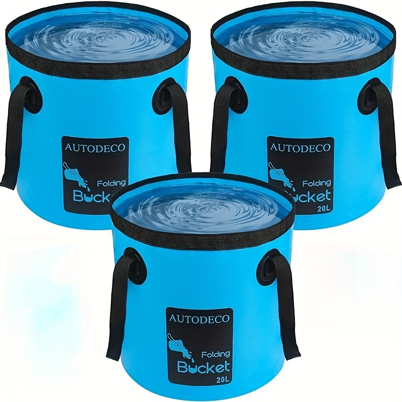 AUTODECO 2 Pack Collapsible Bucket 5 Gallon Container Folding Water Bucket Portable Wash Basin for Outdoor Travelling Camping Fishing Gardening Car