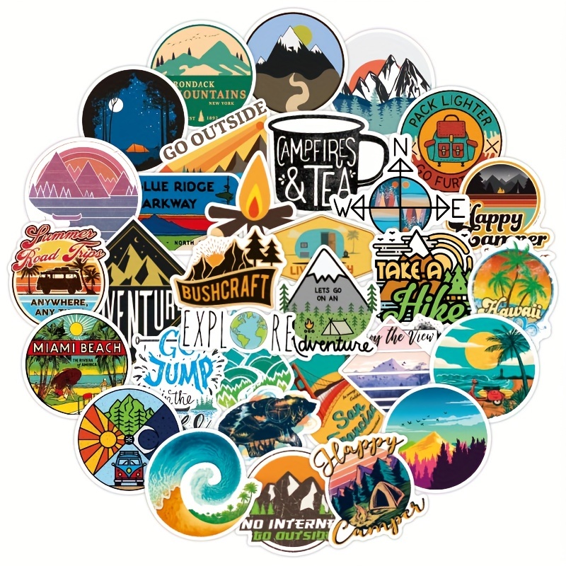 Stickers For Water Bottles, Outdoor Nature Stickers Camping