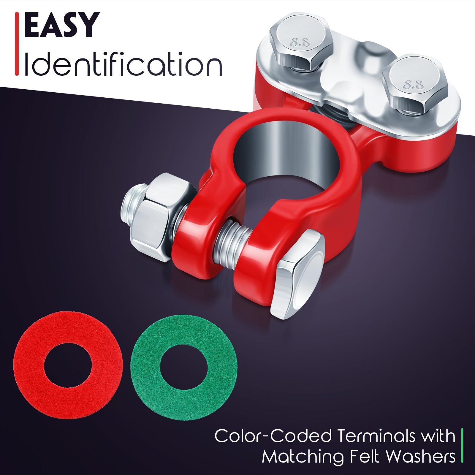 8pcs car battery terminal connector with gasket galvanized top post terminal anti corrosion gasket replacement clips for boat rv car details 2