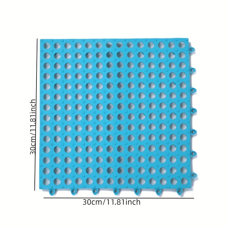 1pc PVC Bathroom Mat, Minimalist Blue Rectangle Anti-slip Shower Stall Mat  For Bathroom