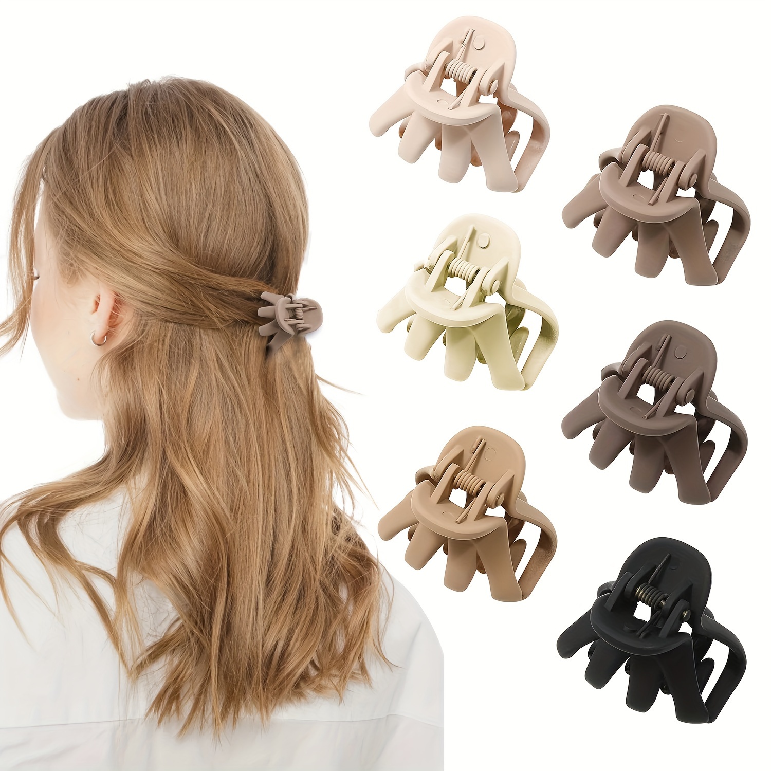 

6pcs Small Hair Clips For Women Octopus Small Claw Clips 1.57 '' Nonslip Jaw Clip For Thin Thick Hair Strong Hold Hair Claw