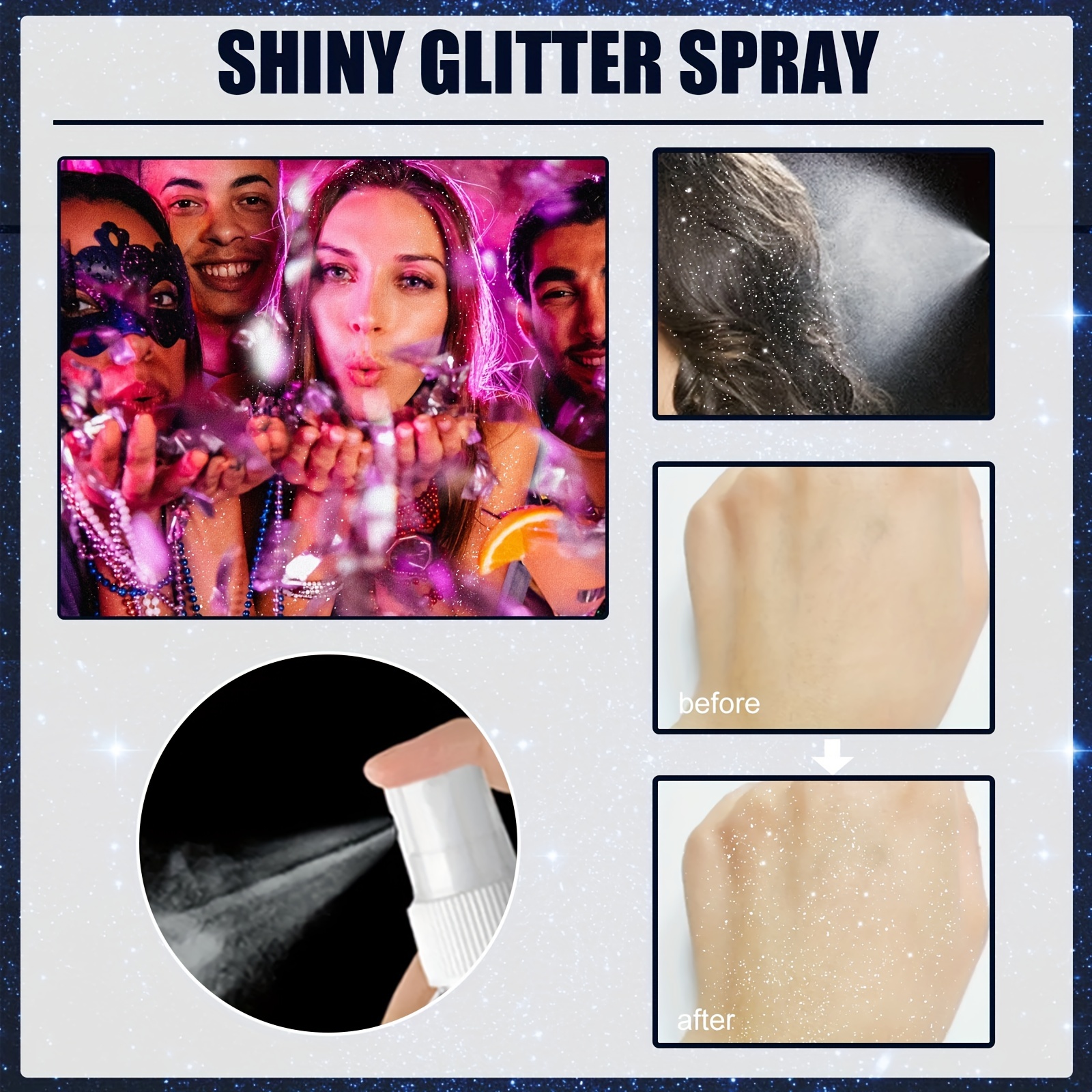 Highlighter Spray with Brightening Glitter - Perfect for Festivals,  Parties, and Nightclubs