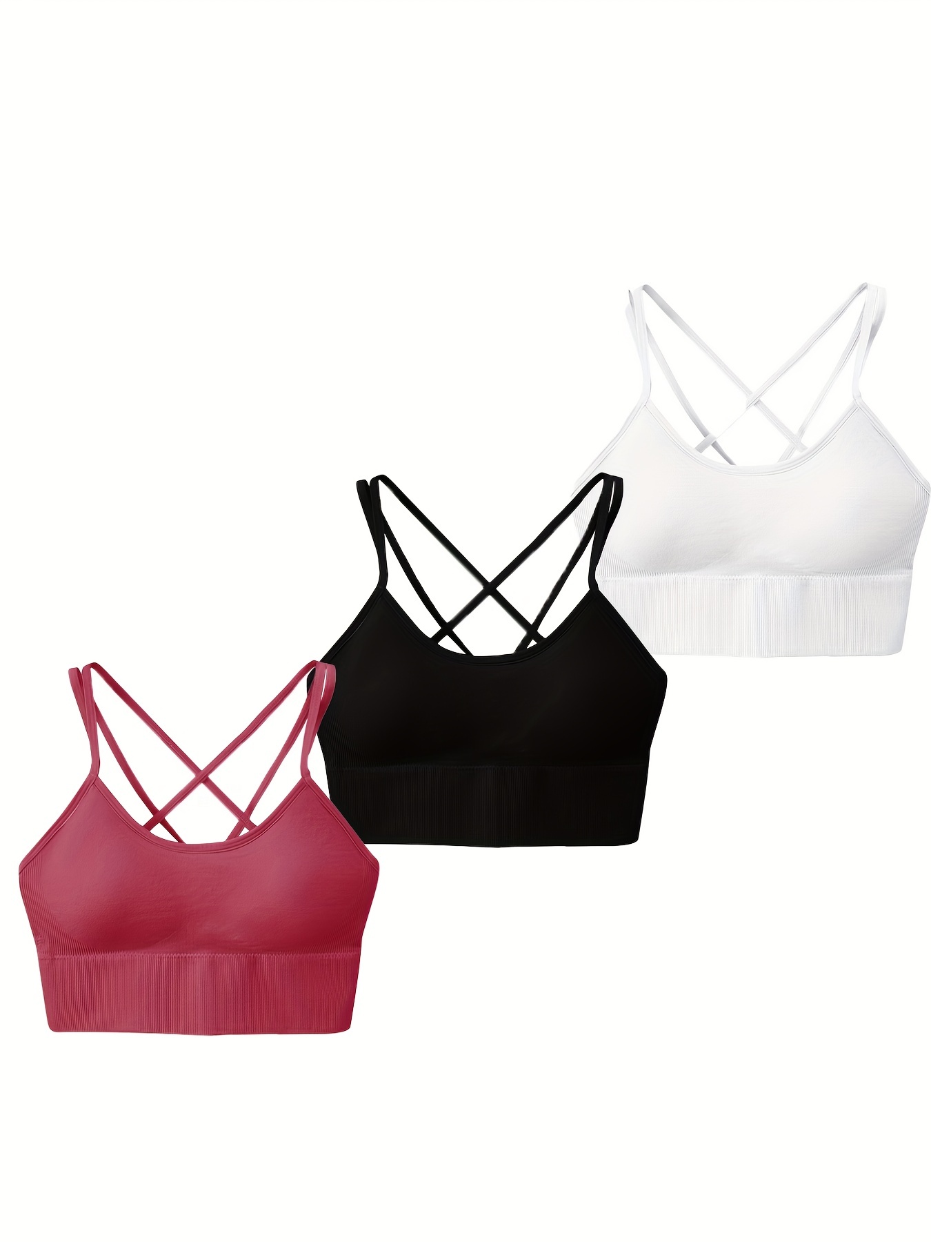 Seamless Wireless Bras Comfy Simple Double Straps Criss - Temu