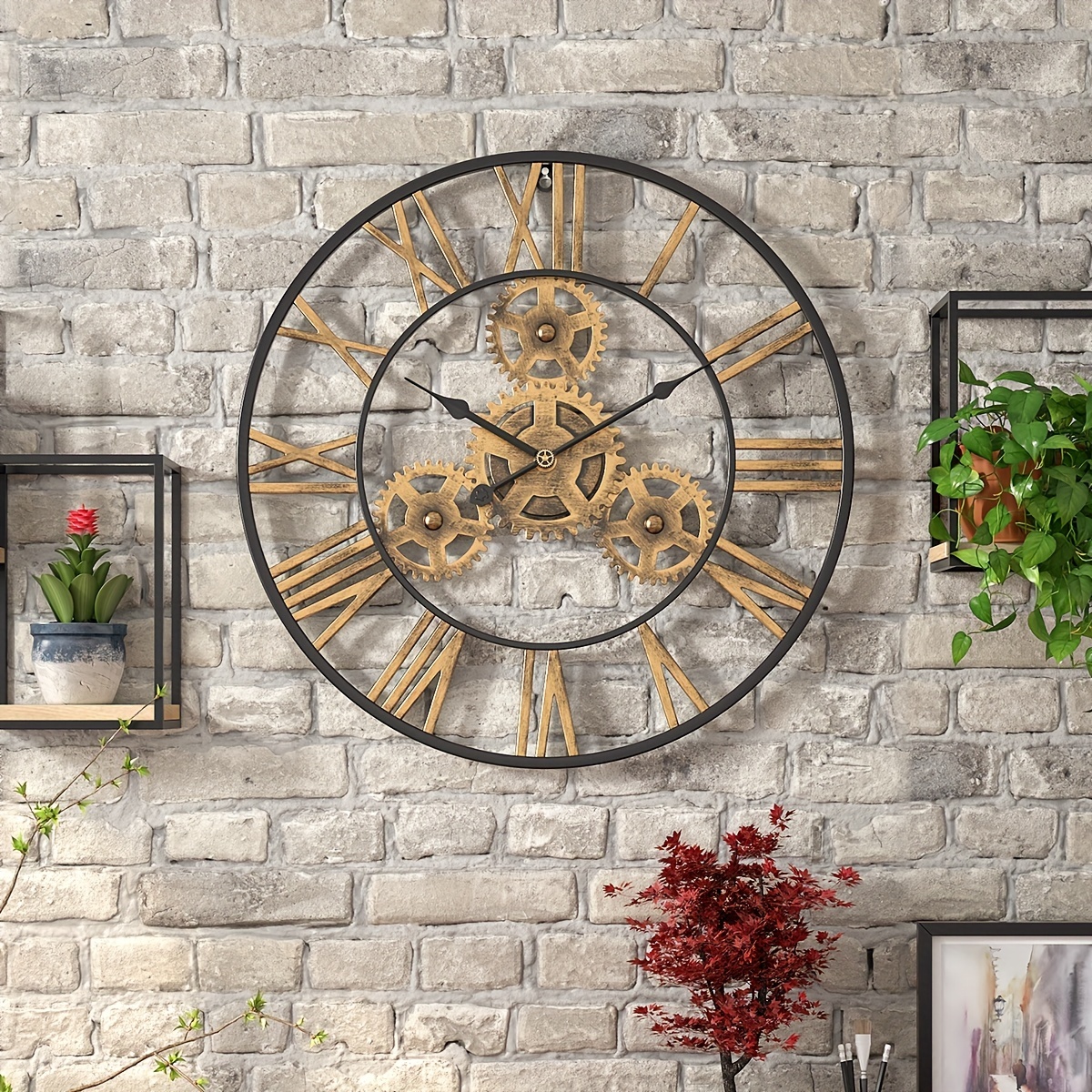 Grande orologio da parete rustico Numeri romani Orologio da parete