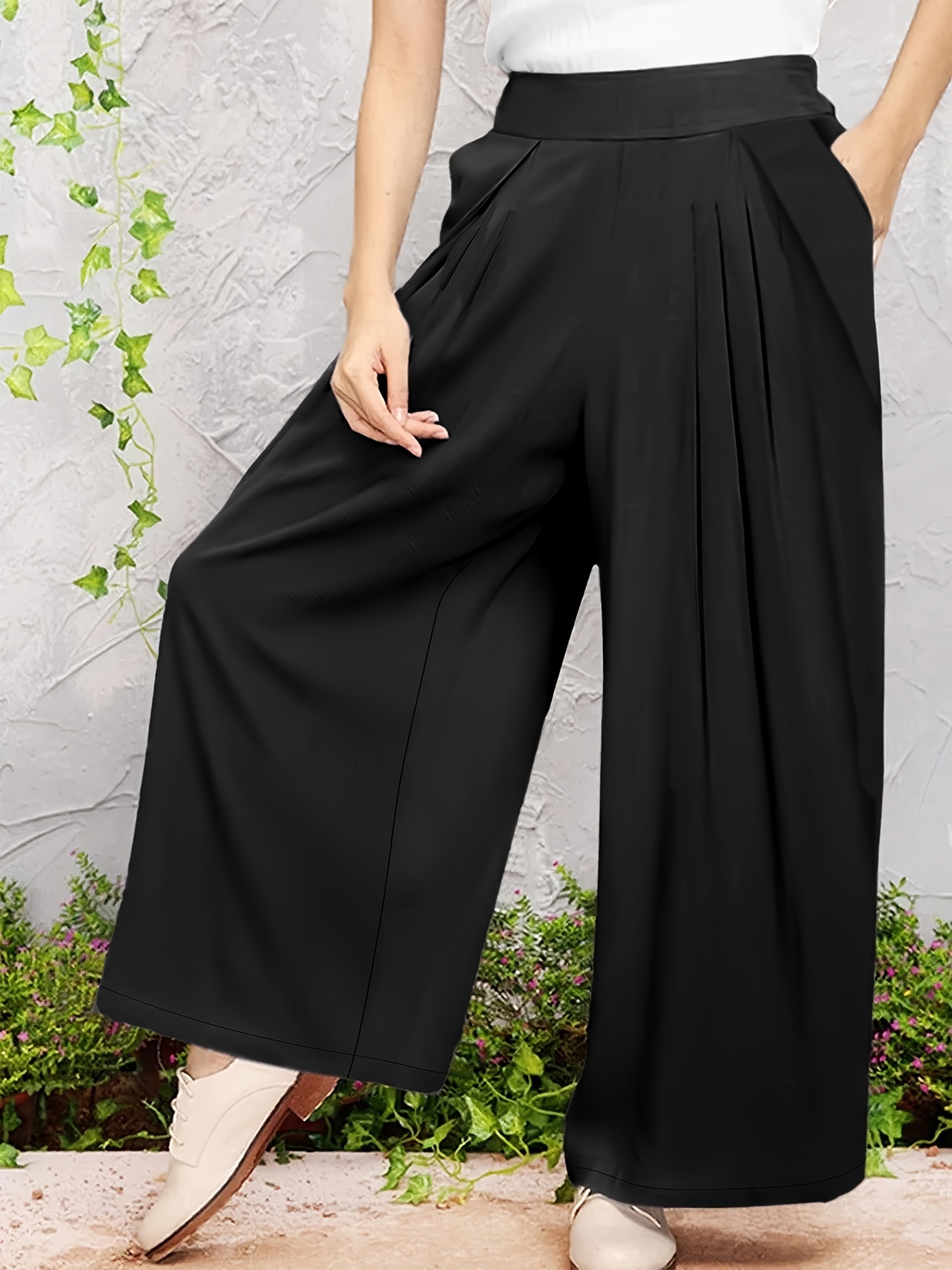 Plus Size Drawstring Wide Leg Pants, Casual Loose Pants For Spring &  Summer, Women's Plus Size Clothing